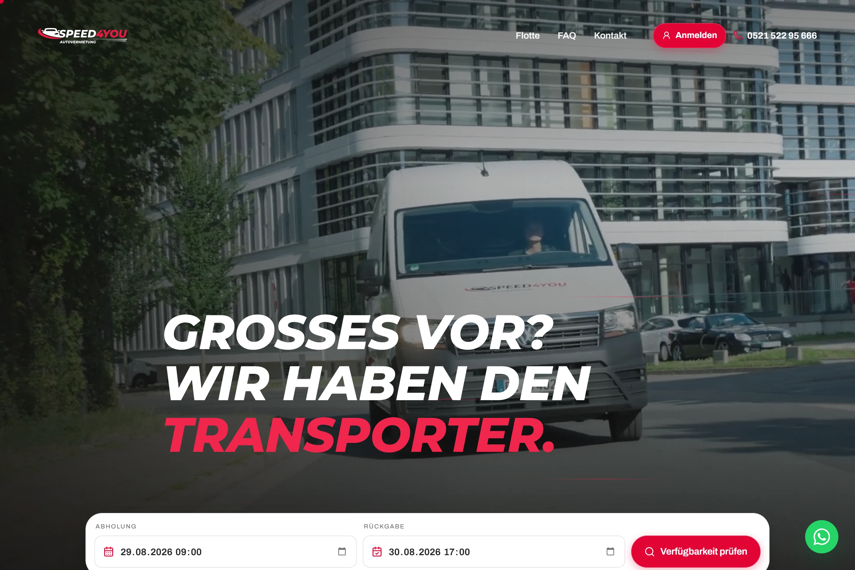 Startseite von Speed4You auf dem Desktop