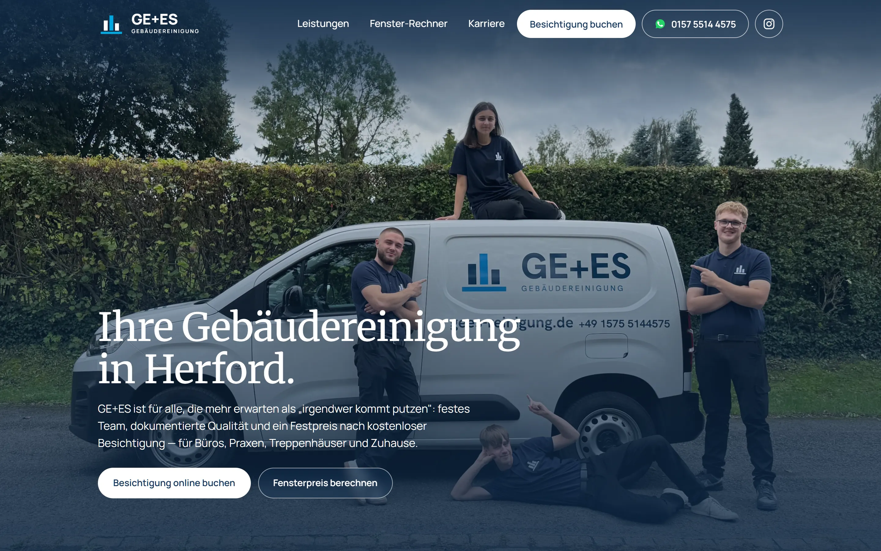 GE+ES, Startseite am Desktop