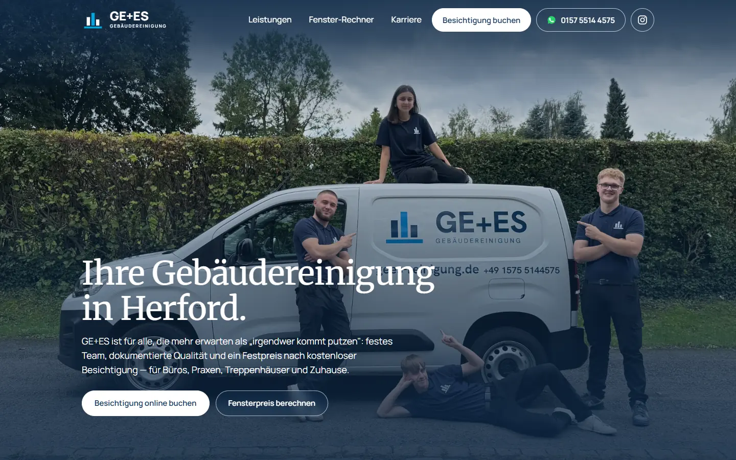 Website der Gebäudereinigung GE+ES aus Herford
