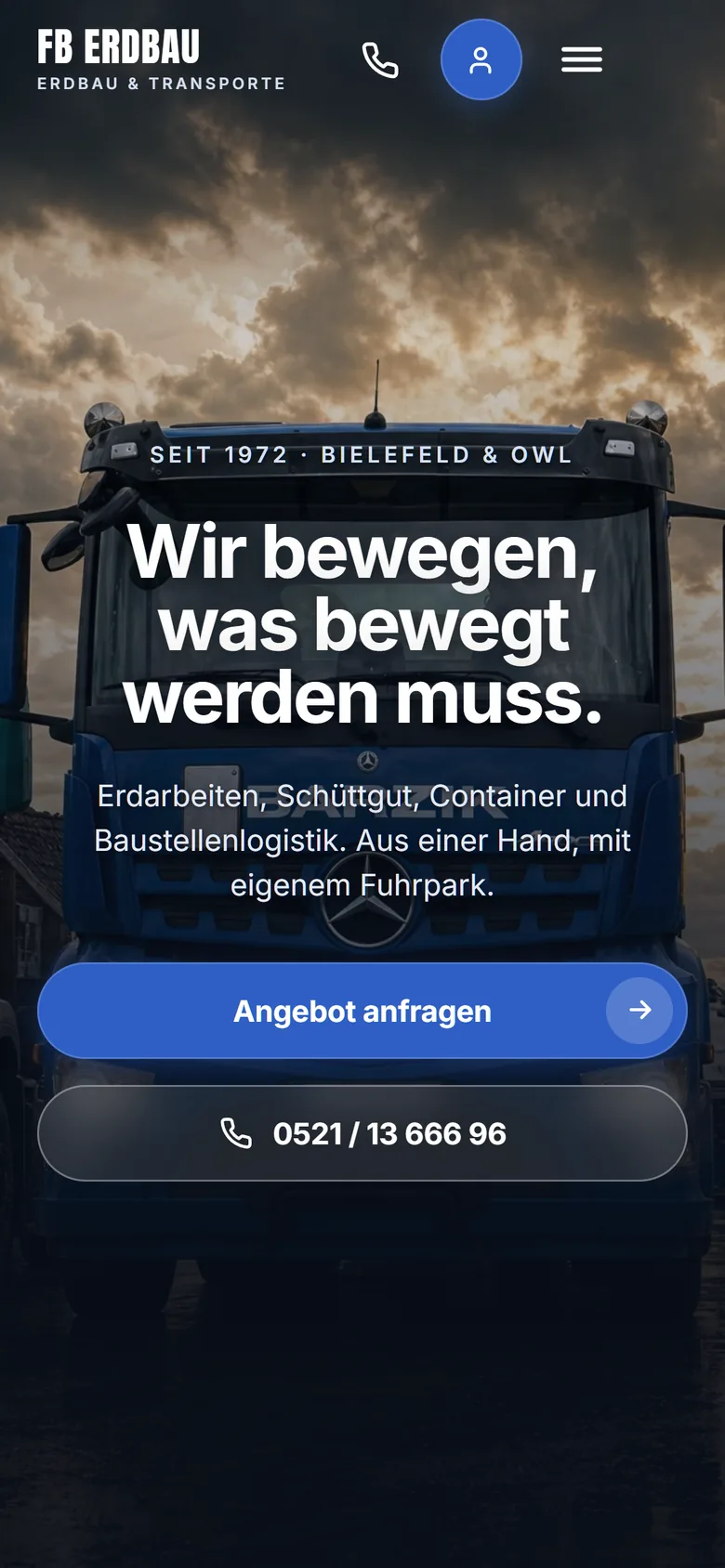 Startseite FB Erdbau auf dem Handy