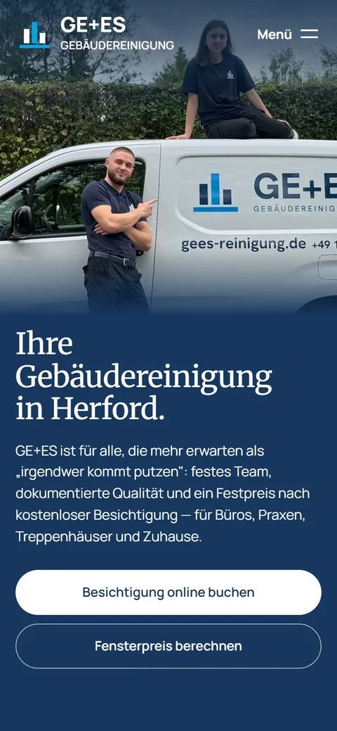 Startseite von GE+ES auf dem Handy