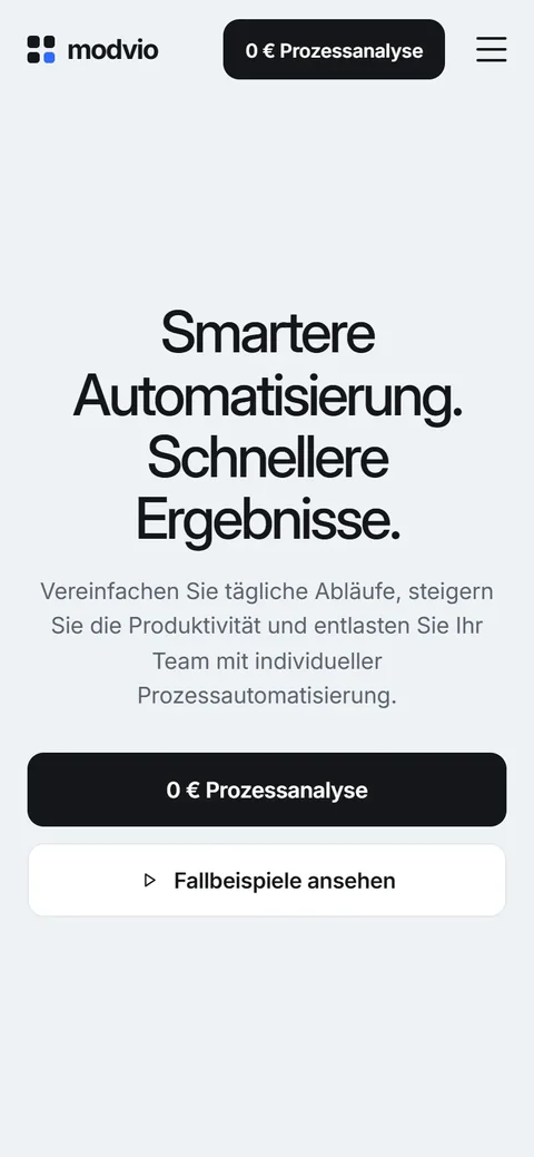 Startseite von modvio auf dem Handy