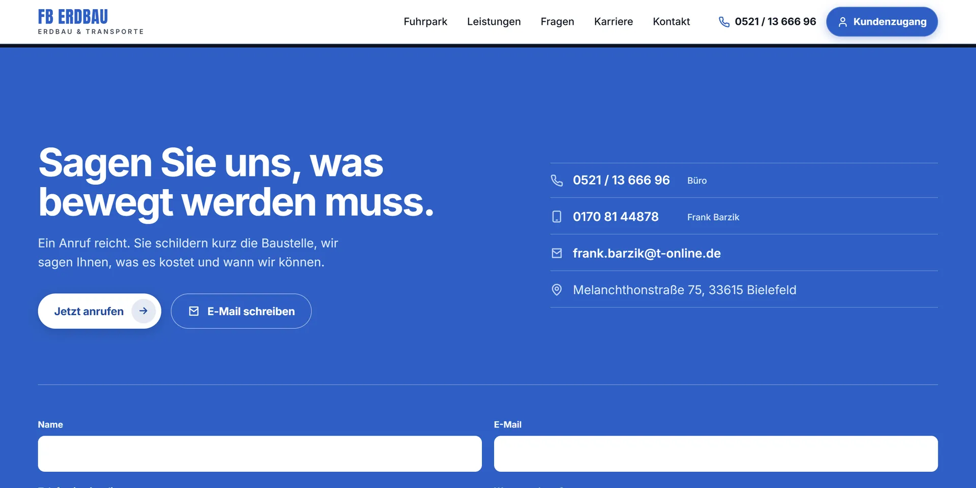 FB Erdbau: Kontakt & Anfrage