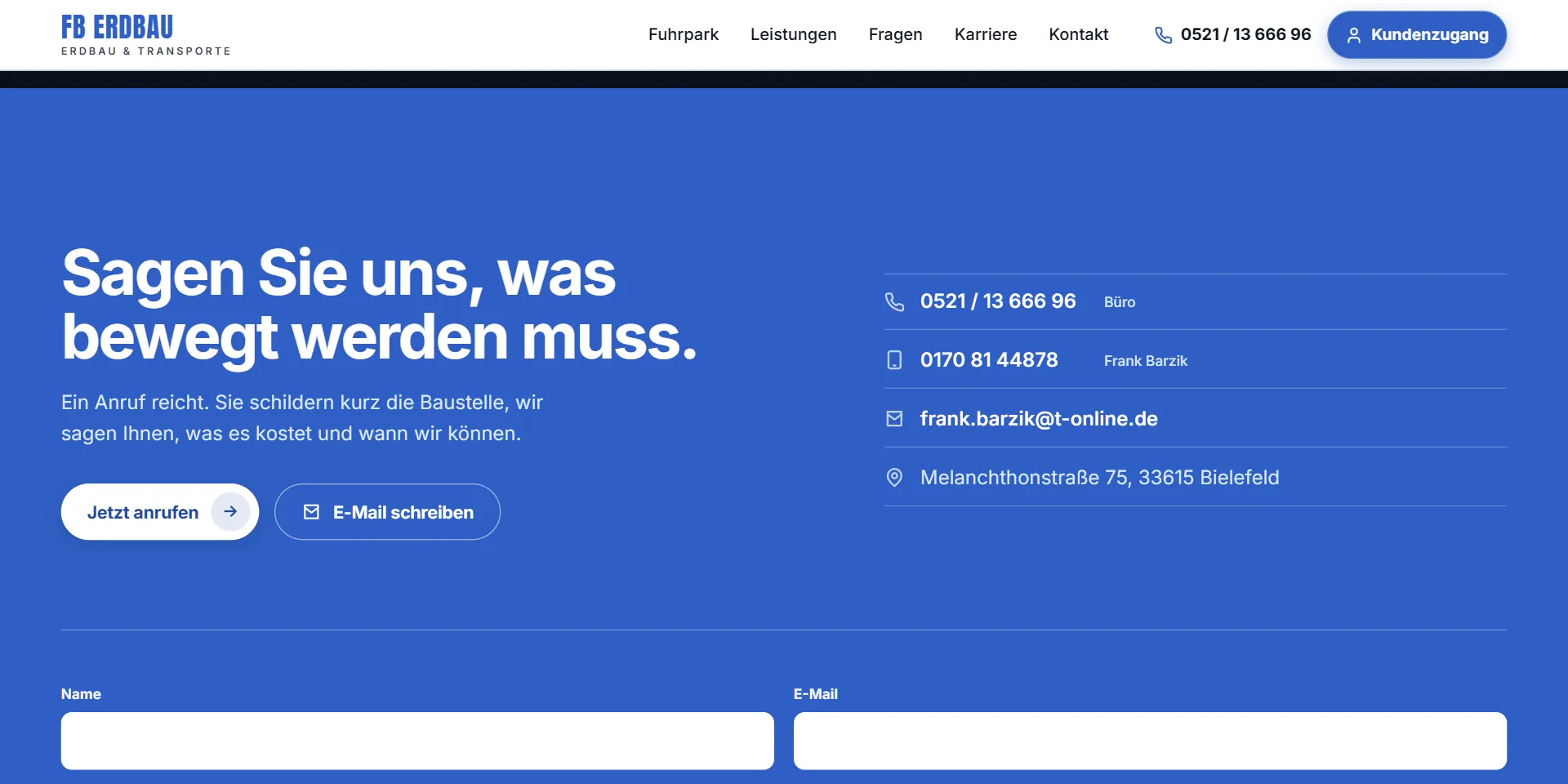 FB Erdbau: Kontakt & Anfrage